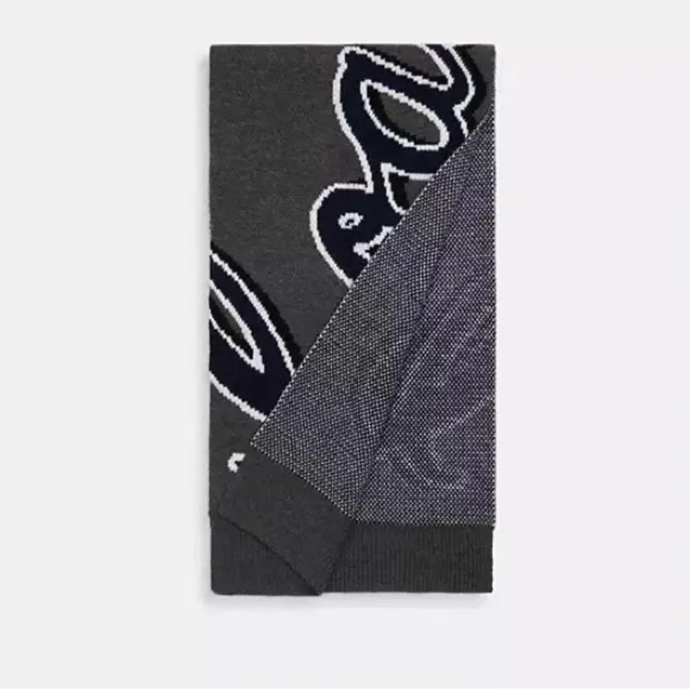 NWT Coach Script Print Knit Beanie & Scarf Bundle